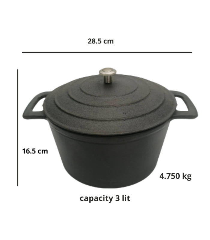 Cast Iron Bowl & Lid - 3 Liter