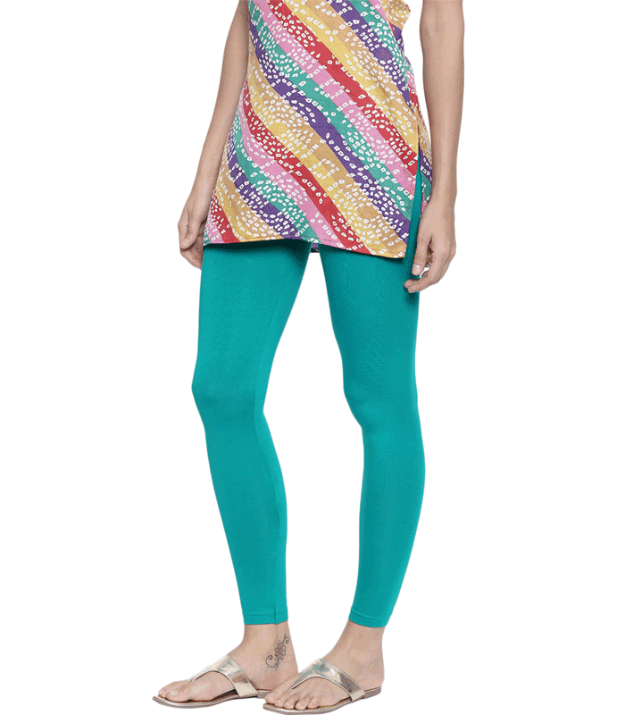 Biscuit color stretchable cotton ankle Leggings-LGA57