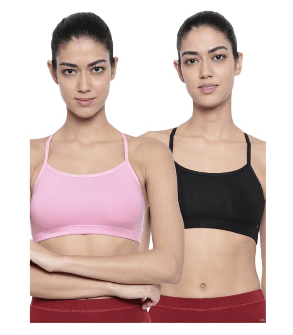 Racer Back Sports Bra Pack of 2 - BITZ ( Burberry and Lime Punch