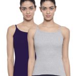 Organic Cotton Rib Camisole Pack of 2 - Bitz ( Light Grey and Parachute Purple )