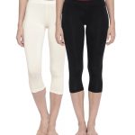 Organic Cotton Capri (3/4) Legging Pack of 2 - Bitz (Black Beauty and Winter White )