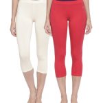 Organic Cotton Capri (3/4) Legging Pack of 2 - Bitz ( Coral and Winter White )