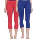 Organic Cotton Capri (3/4) Legging Pack of 2 - Bitz ( Coral and Surf the Web )