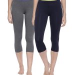 Organic Cotton Capri (3/4) Legging Pack of 2 - Bitz ( Dark Grey Marl and Peacot )
