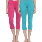 Organic Cotton Capri (3/4) Legging Pack of 2 - Bitz ( Magenta and Blue Bird )