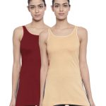 Organic Cotton Long Camisole Pack of 2 - Bitz ( Sheep Skin and Sundried Tomato )