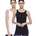 Organic Cotton Long Camisole Pack of 2 - Bitz ( Black Beauty and White )