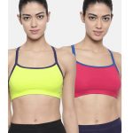 Racer Back Sports Bra Pack of 2 - BITZ ( Burberry and Lime Punch )