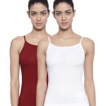 Organic Cotton Stretch Camisole Pack of 2 - Bitz ( White and Sundried Tomato )