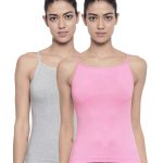 Organic Cotton Stretch Camisole Pack of 2 - Bitz  ( Prism Pink and Light Grey Marl )