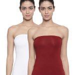 Organic Cotton Tube Camisole Pack of 2 - Bitz ( White and Sundried Tomato )