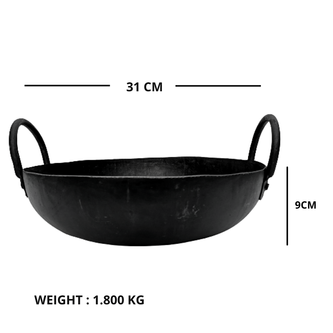 Iron Kadai Extra Large - 4 To 4.5 Litre