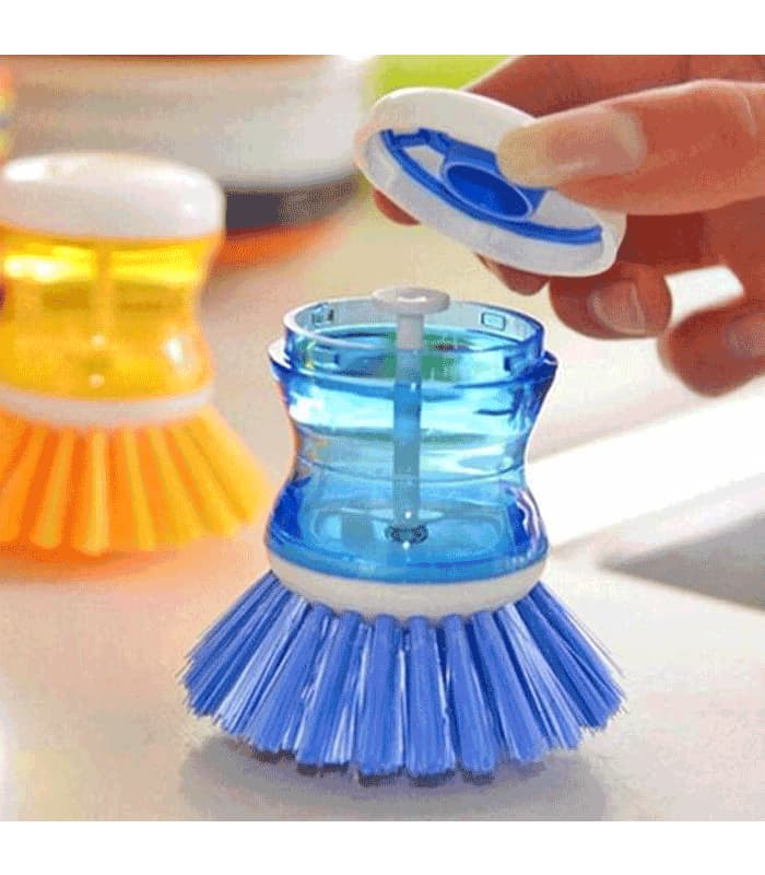 Dish Brush with Soap Dispenser for Dishes Pot Pan Kitchen Sink Scrubbing,  Blue 2pcs