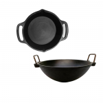 Preseasoned High Finishing Cast Iron Kadhai 9 Inch+Cast Iron Skillet 9.5Inch