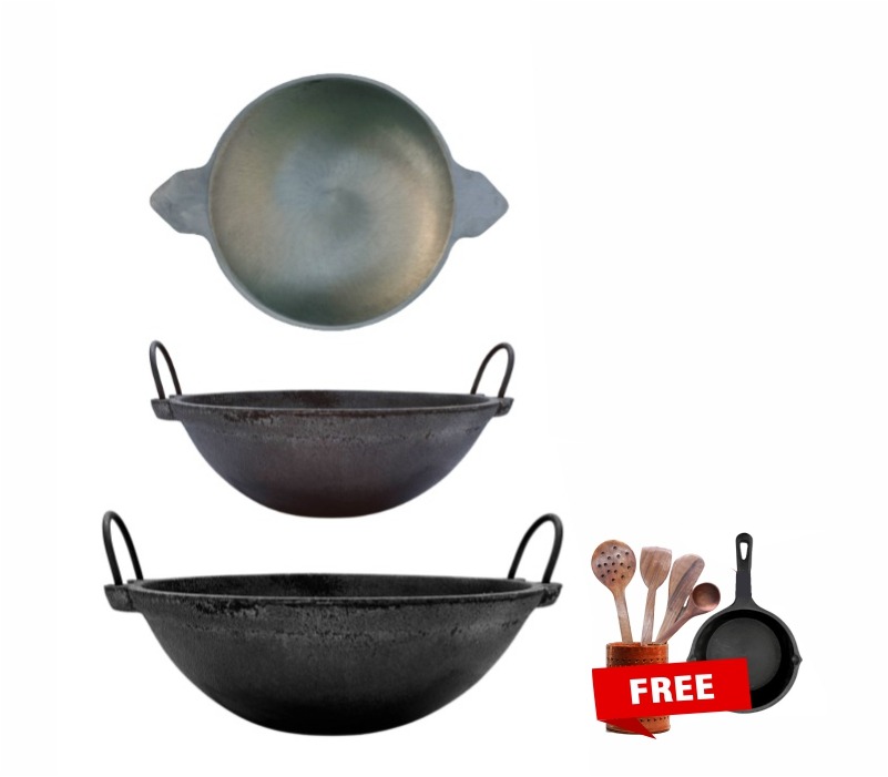 Cast Iron Cooking Kadai 8inch to 14 inch