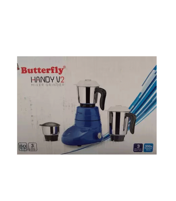 Butterfly Handy V2 550W 3 Jar Mixer Grinder 550 Mixer Grinder (3 Jars, Blue)