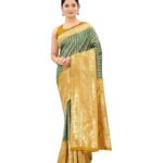 Elite Jaiqard Banarasi Saree Green Yellow