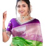 Sensational Kanjivaram Jacquard Pure Silk Saree Purple Green